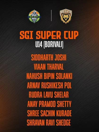 The SGI Super Cup U14 squad list for our Borivali branch.
