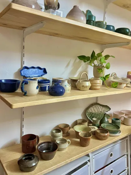 More beautiful student work on display. The variety of forms and glaze finishes showcases the diverse creativity within our studio community.