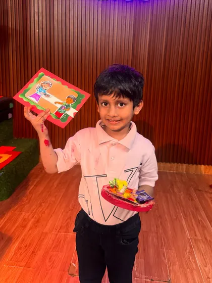 It's not just for girls. Boys also have a great time making beautiful Rakhi gifts and cards for their sisters during our Rakshabandhan workshop.