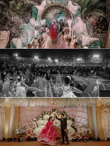 A duplicate of the epic reception moments triptych, capturing the energy and scale of the celebration.