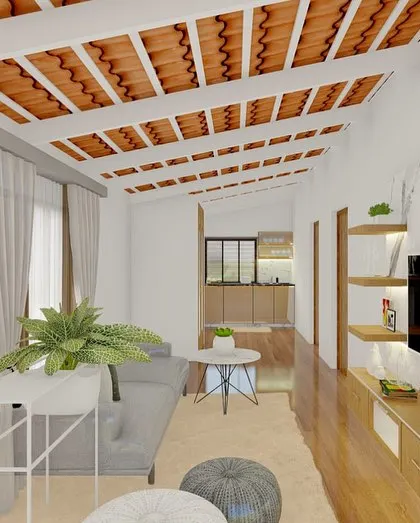 An identical view of the living room, showcasing a bright and airy design for a smaller space.