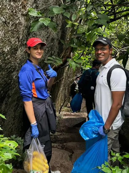 A thumbs-up for a job well done. Participants feel a great sense of pride after contributing to the preservation of our beautiful trekking trails.