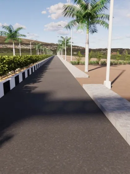 A duplicate of image 5, this 3D visualization presents the planned road layout, showcasing the alignment of trees and sidewalks for a clean and inviting streetscape.