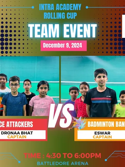 The team event for Day 5 of the Rolling Cup, featuring the Ace Attackers and the Badminton Bandits. These matches test both individual skill and team strategy.