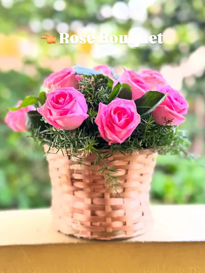 The original bouquet of gorgeous pink roses before being transformed into a timeless hexagon keepsake block.