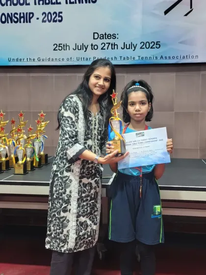 Ikaara Sreeram with her trophy for winning the Bronze Medal in the U-11 Girls category. We are proud to see our youngest players competing with such confidence and skill.