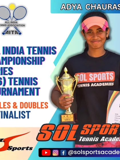 Congratulations to Adya Chaurasia for her outstanding performance at the AITA Nationals, reaching the finals in both singles and doubles in the Girls U16 category.