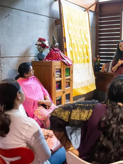 It's a wonderful feeling to share the art of saree draping with a group of enthusiastic women. In my workshops, I create a supportive space where everyone can learn, ask questions, and rediscover their love for sarees together.