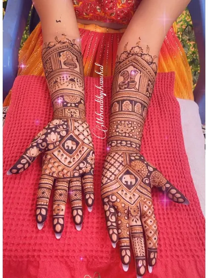 The same beautiful design, shown against a vibrant red cloth to make the details pop.