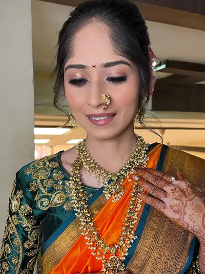 Another beautiful shot focusing on the eye makeup and the bride's serene expression.
