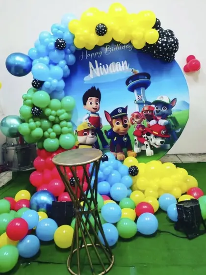 A vibrant and colorful Paw Patrol themed birthday party, perfect for little adventurers.