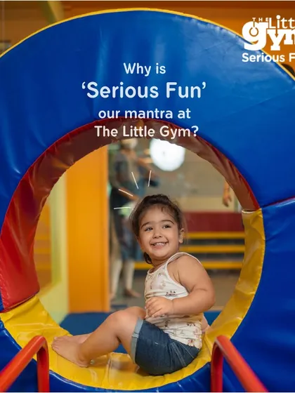 Exploration is a key part of learning. Our gym is filled with colorful and safe equipment, like this play tunnel, that encourages curiosity and imaginative play. For a young child, crawling through a tunnel is a fun adventure that also builds spatial awareness and confidence.
