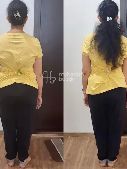 Back view of her transformation. She looks visibly leaner and stronger.