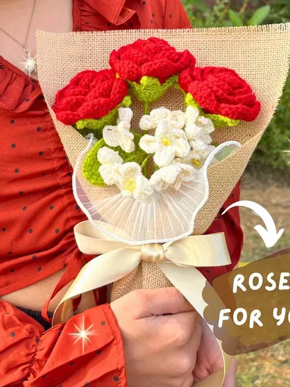 A beautiful bouquet of red roses and white accent flowers, perfect for you. This is a classic choice for expressing love and admiration.