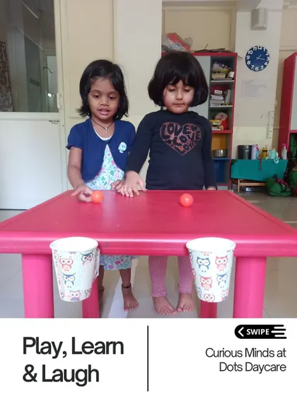 This simple ball and cup game is great for developing hand-eye coordination and focus. Our daycare children learn through play, with every activity designed to be both fun and purposeful.