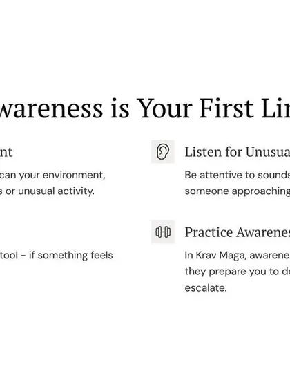 Situational awareness is your first line of defense against a surprise attack. Train yourself to scan your environment, listen for unusual sounds, trust your instincts, and practice awareness drills.