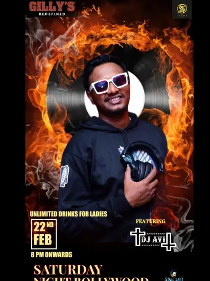 A promotional flyer for a Saturday night gig at Gilly's. This is a classic DJ Avi look, ready to bring the fire.