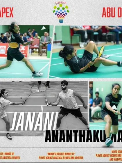 Grit, passion, and glory. Janani Ananthakumar dominates at ISC Apex, Abu Dhabi, securing a Mixed Doubles win, Women's Singles runner-up, and Women's Doubles bronze.