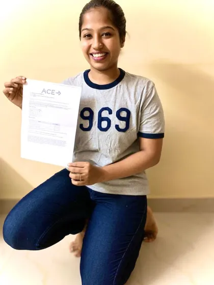 A big welcome to Meghana as she moves from the R8 family to the ACE family. Her hard work and dedication have paid off, and she is now a certified personal trainer.
