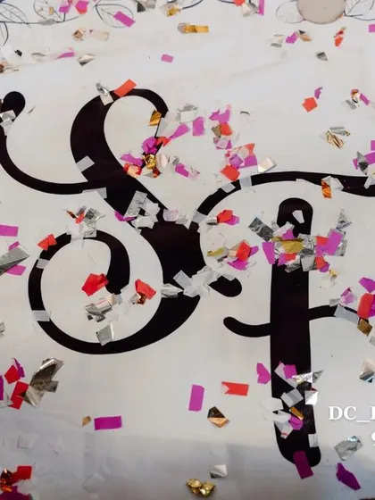 A personalized touch with the couple's initials on the dance floor, showered in confetti. We focus on these small details that make your wedding uniquely yours.