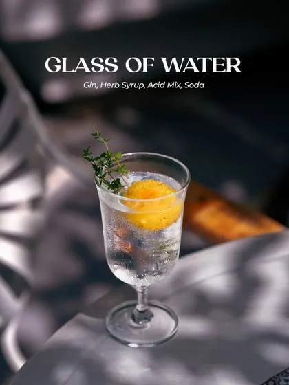 Zen takes various forms at my crafthouse. My 'Glass of Water' cocktail is crafted like an elixir, blessing the drinker with clarity. Gin marries herb syrup, acid mix, and soda in a concoction meant to help you find your inner peace.