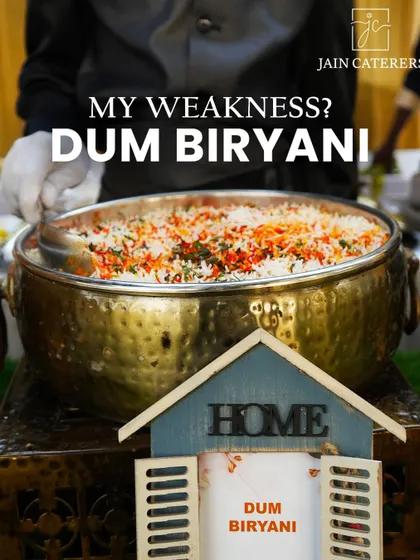 My weakness? A perfectly cooked Dum Biryani. Here it is, served from a traditional brass pot, ready to be the star of your event.