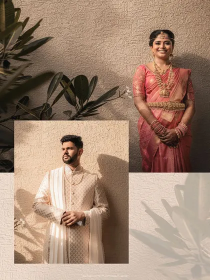 A collage capturing the tender moments between a couple. From gentle touches to shared smiles, these images piece together the narrative of their wedding day.