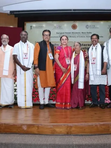 With fellow panelists and dignitaries after my presentation at the Sangeet Natak Akademi's international festival.
