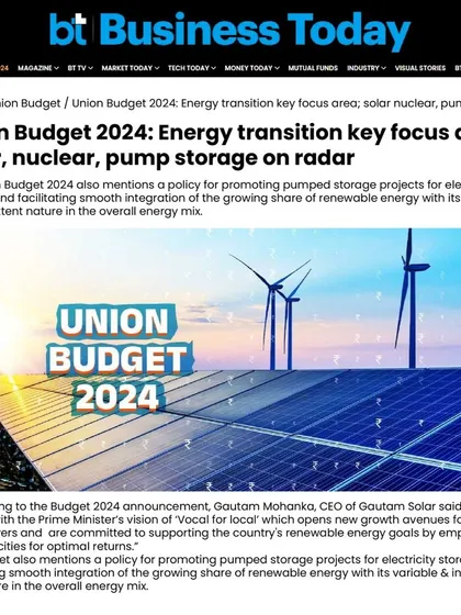 Business Today features our CEO's response to the Union Budget 2024, where he aligned with the Prime Minister's vision of 'Vocal for Local' to open new growth avenues for indigenous players.