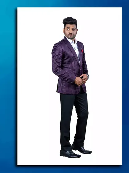 A deep purple patterned blazer for a touch of color and personality.