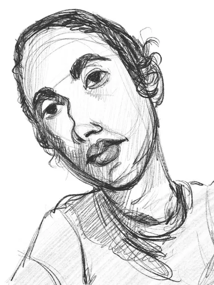 A warm-up sketch done to get the creative process flowing. These quick, expressive drawings help me explore different faces and features before starting on a detailed commission.