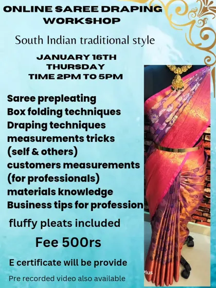A flyer for a January workshop that includes fluffy pleats and an E-certificate.