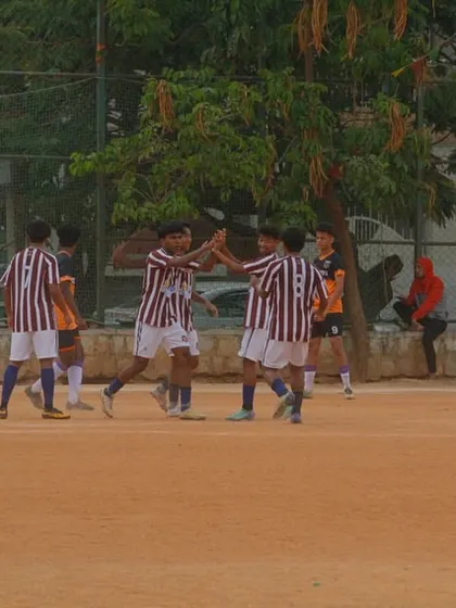 Celebrating a goal during our C-Division debut. Teamwork makes the dream work, and this moment captures that perfectly.