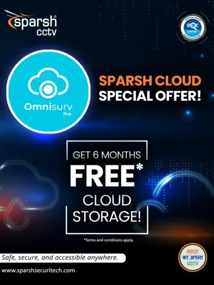 Our Sparsh Cloud service with the Omnisurv Pro app gives you security that travels with you. Your recordings are safe from physical theft or damage and always accessible from your phone.