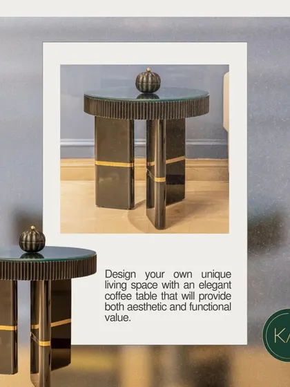 A stylized graphic of our modern, fluted side table, emphasizing its elegant design and suitability for unique living spaces.