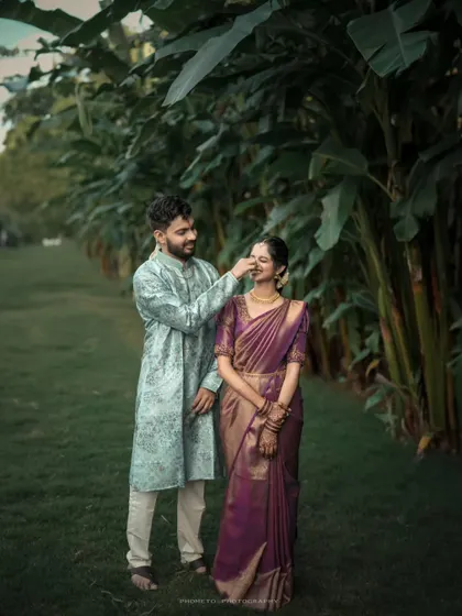 A playful, gentle moment during their outdoor engagement photoshoot. It’s these small, personal interactions that make the best memories.