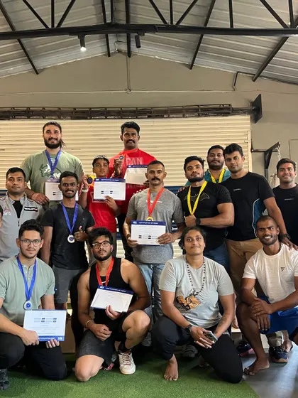 Another photo with the team after the Grip Strength Challenge win. We celebrate our victories together.