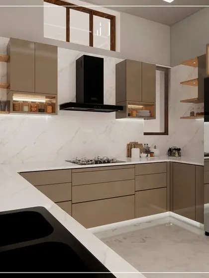 This 3D render focuses on the sink and preparation area, showing how I plan for natural light and easy access to the dishwasher and waste disposal.
