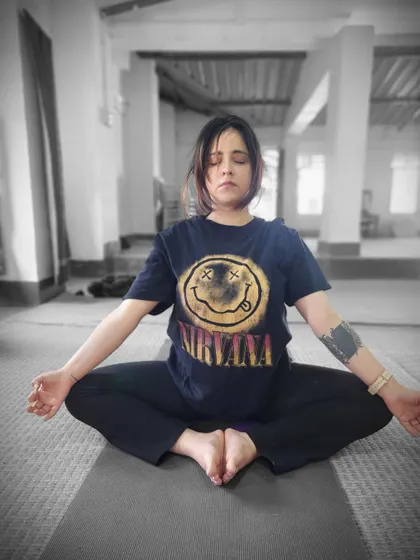 Finding inner peace during a meditation session. It's a journey of turning inward, observing the self without judgment, and finding a quiet space within.