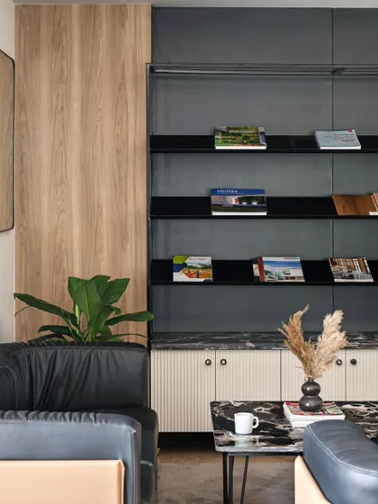 These images provide further views and details of the Project Rooftop and Noir Oak offices. They showcase everything from conference room details and corridor views to custom furniture and the play of natural light, illustrating my comprehensive approach to workspace design.