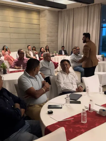 Performing close-up mentalism for the guests at the Canara HSBC OBC Life Insurance event.