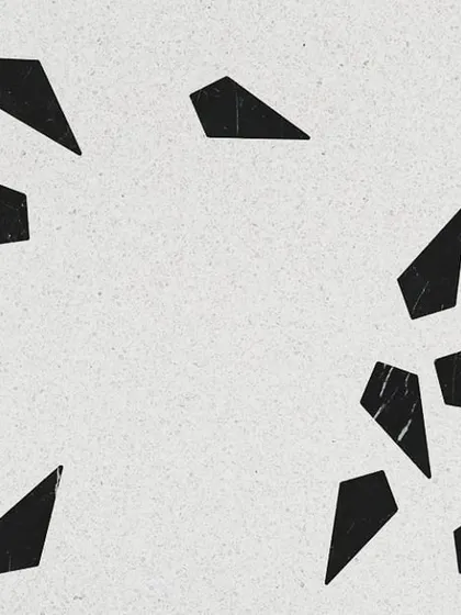 A floor design concept for a new project. This shows a terrazzo-style finish with an inlay of irregular black stone fragments, creating a playful and contemporary surface.