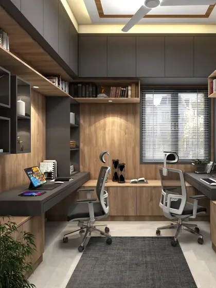 A duplicate of ID 120, showcasing the spacious and highly functional dual-person home office.
