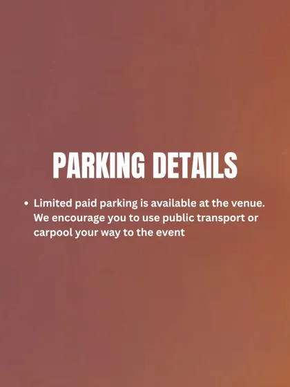 Parking and transport details for the event. We provide practical advice on parking availability and encourage the use of public transport or carpooling for easier access.