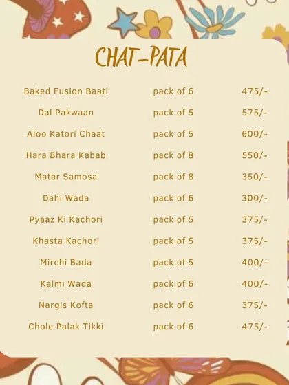 The 'Chat-Pata' section of our special Raksha Bandhan menu. Celebrate with your siblings over a feast of your favourite savoury snacks and chaat.