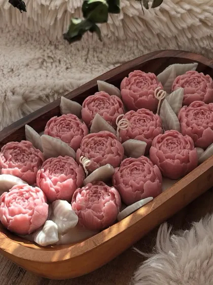 Another angle of the floral garden wooden dough bowl, a stunning and luxurious centerpiece.