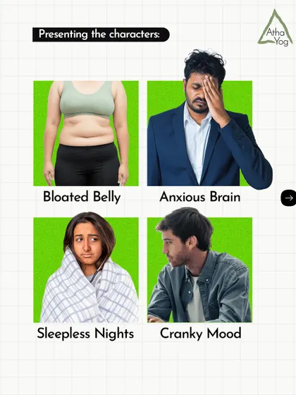 Meet the post-holiday characters: Bloated Belly, Anxious Brain, and Cranky Mood. Our 21-day recovery package is designed to get you back on track.