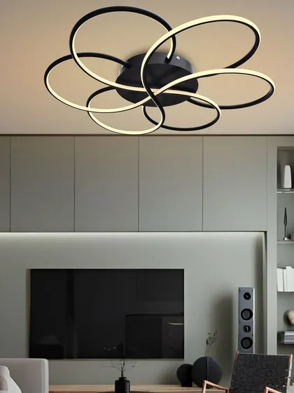 This floral LED chandelier looks stunning in a modern living room, providing bright, even light. The design is both artistic and functional.