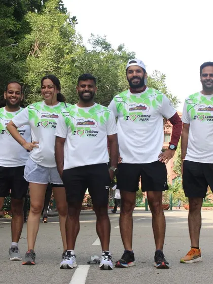 Our team standing proud in our "I Love Cubbon Park" shirts during the community painting event.