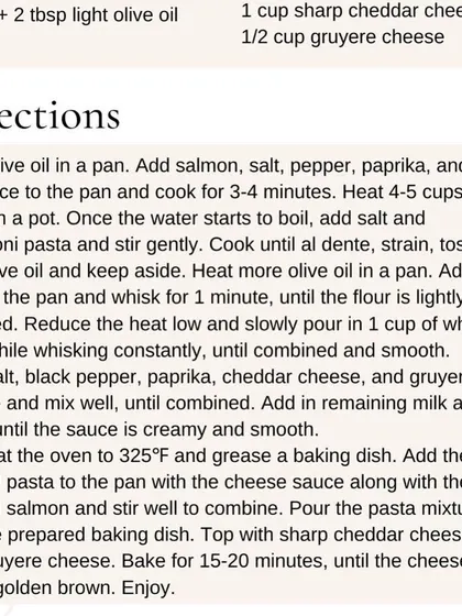 The complete recipe and directions for the Salmon Mac & Cheese, a family-friendly meal that's great for brain health.